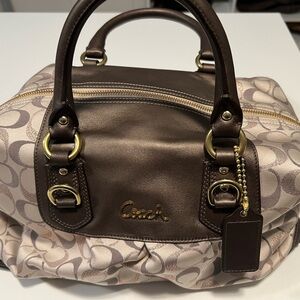 Coach Signature Brown and Cream Satchel